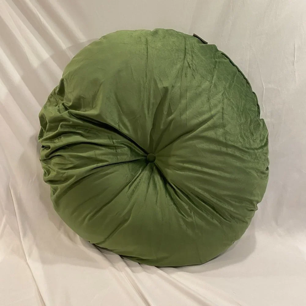 NWT Extra Large Round Velvet Pillows - Dog Beds, Floor Pillows Blue Green Orange - Picture 3 of 4